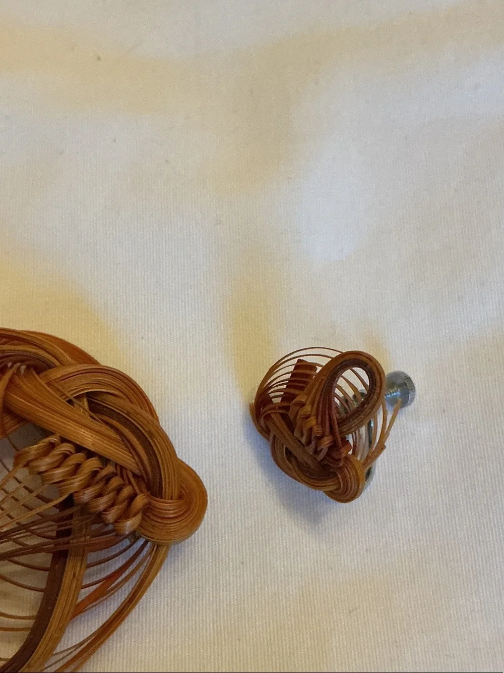 Wicker Woven Knot Brooch and Earrings Set